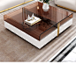 茶几轻奢现代客厅家用钢化玻璃设计师岩板正方形长茶几电视柜组合-tmall.com天猫