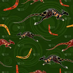 袋鼠,回飞棒,四方连续纹样,华丽的,传统,野生动物,壁纸,自然美,动物,抵达