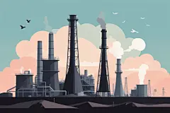 电力建设电厂火电厂场景插画图片