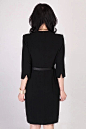 Lavinia2013年春款黑色假两件西装领OL范儿连衣裙自带金属扣腰带-tmall.com天猫