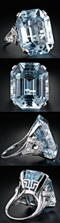 Large Art Deco Aquamarine Ring 49.86 carat. Harry Winston.