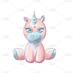 可爱的,婴儿,小马,粉色,独角兽,人的眼睛,魔法,巨大的,休息,坐