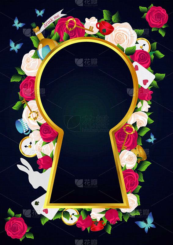 钥匙,边框,矢量,玫瑰,红色,白色,钟,...
