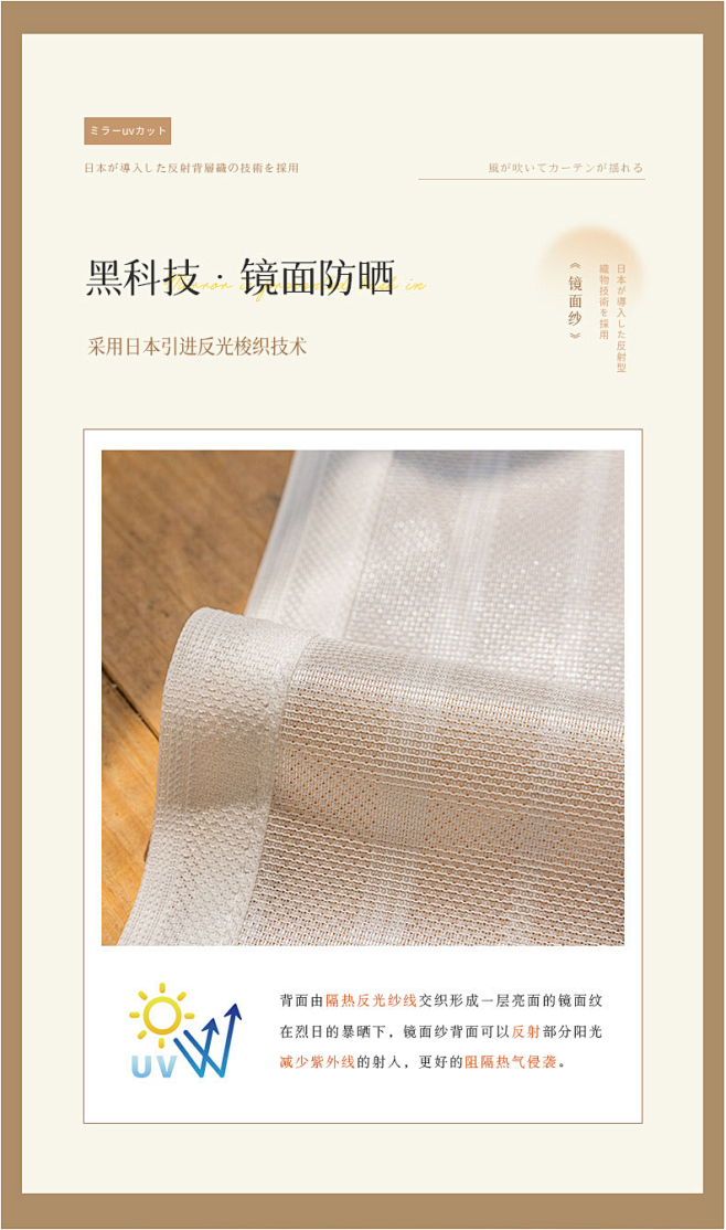 日式防晒隔热窗纱镜面纱帘透光不透人白色纱...