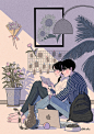 一起阅读喜爱的小说 ~ 韩国画师Myeong-Minho情侣插画作品。作者笔下的爱情模样，甜蜜温馨，简单幸福，令人羡慕和憧憬。