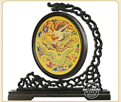 南京云锦 鸡翅木台屏摆件 云锦 屏风 中国特色手工艺品送老外礼物-tmall.com天猫