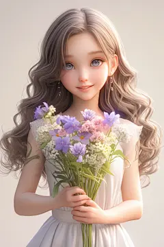 捧花快乐女生人物模型