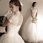 钻石蕾丝露背韩式公主新娘绑带一字肩婚纱礼服2014冬季新款3267