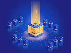 2.5D大数据未来科技智能安全互联网云计算ui场景插画eps设计素材-淘宝网