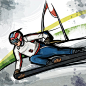 手绘插画之滑雪运动员
