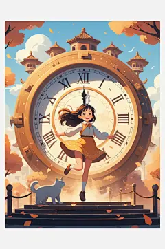 数字艺术插画版画海边女孩线条画扁平风装饰-众图网