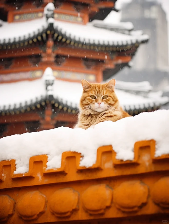 落雪 紫禁城与猫 遇你...