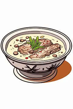 鲜嫩多汁养生羊肉汤美食插画