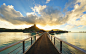 General 1400x875 nature landscape beach walkway resort tropical sunset island bungalow sea clouds Bora Bora French Polynesia