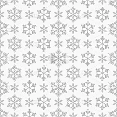 冬季无缝图案与灰色雪花在白色的背景。矢量插图织物，纺织墙纸，海报，礼物包装纸。圣诞节矢量插图。飘落的