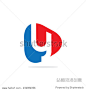 Initial Letter Y Rounded Triangle Logo Blue Red