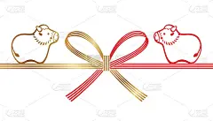 日本装饰线-牛年贺卡。矢量插图孤立在白色背景。