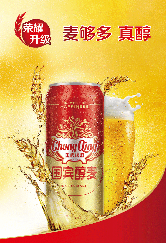 重庆啤酒国宾醇麦系列500ml12罐整箱装嘉士伯集团火锅聚会常备tmall