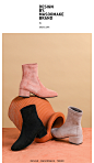 MASOOMAKE2018秋冬新款时尚方头短靴粗跟 欧美绒面弹力袜靴廋廋靴-tmall.com天猫