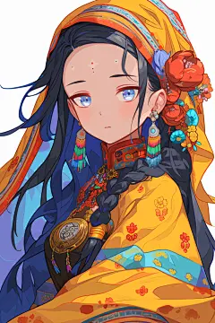 AI数字艺术扁平化民族风东方人物插画-众图网