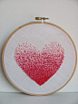 Valentines embroidery Fench knot pink heart and It had to be you - 7 inch embroidery hoops., via Etsy.