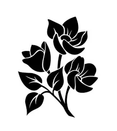 图源免费EPS文件 |Vector black silhouette of flowers isolated on a white background.
