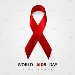 世界艾滋病日标志，12月1日。现实的红丝带象征。医疗设计。矢量图
