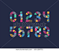 Vector creative color geometry shapes' numerals. 