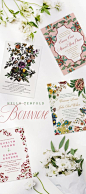 Vintage floral wedding invitation Collection from Hello Tenfold