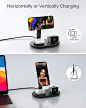 Amazon.com: 磁性无线充电支架,带 20W PD 适配器,TERYTH 3 合 1 无线充电站底座,适用于 iPhone 13、12、Pro、Pro Max、Mini、Apple Watch 7/SE/6/5/4/3/2、AirPods Pro/3(黑色) : 手机和配件