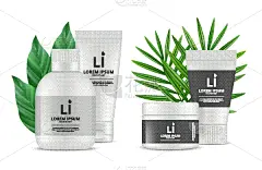 瓶子,有机食品,绿色,化妆用品,圆柱体,粉饼,模板,广口瓶,精华液,写实