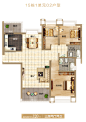 河源源城区15栋1单元02户型建面约120m²巧致三房 ,3室2厅,120平米户型图-河源购房网