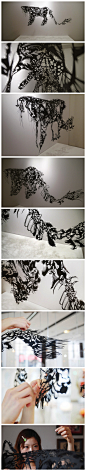 日本剪纸：云豹剪纸雕塑