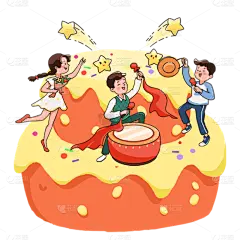 卡通感国庆节蛋糕组合元素