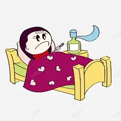 生病躺在床上的人物矢量图 页面网页 平面电商 创意素材