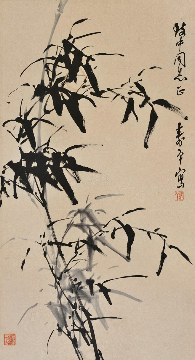 董寿平竹子镜心设色纸本作品欣赏