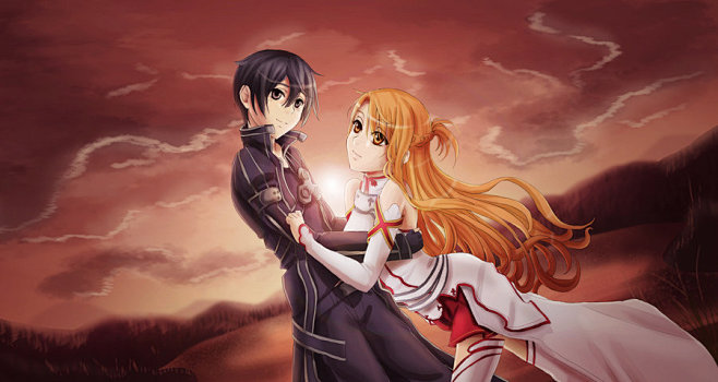 kirito and asuna by .
