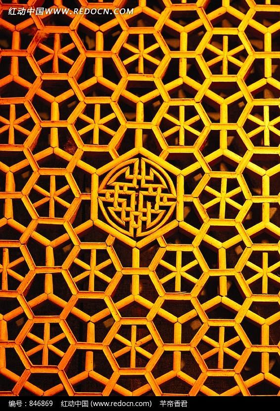 古代六边形窗格