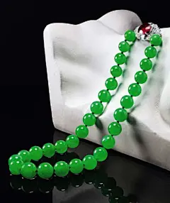 天然翡翠配钻石、天然红碧玺满绿珠链-7gy.cn