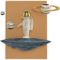 宇航员客厅装饰画北欧太空人入户玄关挂画儿童房卧室床头立体壁画-tmall.com天猫