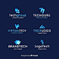 Free vector gradient technology logo collection
