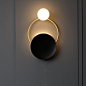 RING gold mat Brass Wall Sconce Globe Sconce Minimal Sconce Light Wall Lamp Mid Century Sconce  Dimensions:  wall projection : 15cm height :43cm width: 28cm  There are 2 bulb holder G9 in this light , one inside the glass globe and one behind the black me