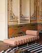 Five to Nine | Tacchini : The Five to Nine daybed draws inspiration from 1900s scenic designs that portrayed a place for creative escape – a space as physical as it was mental –