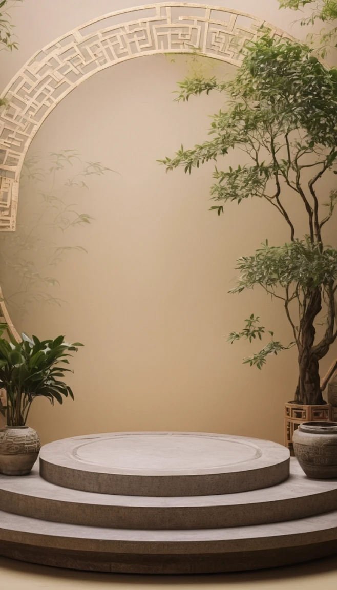 中式绿植背景图-花瓣网