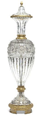 A French ormolu-mounted cut-glass vase and cover attributed to Baccarat, 19th century: 