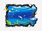 蓝色海洋png免抠素材_新图网 https://ixintu.com 3d墙 画 设计 3d 海洋 鱼