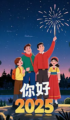 2025全家福插画图形