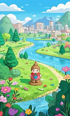 泥巴娃娃儿童孩童男孩矢量插画图形