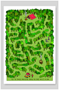 绿色迷宫矢量插画-众图网