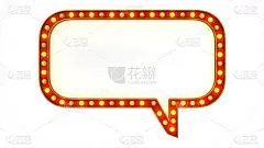 红色marquee金色边框灯板标志复古在白色的背景。三维渲染